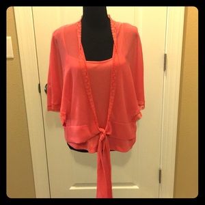 Glam retro front tie blouse with shell